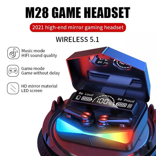 M28 TWS Gaming Headset Bluetooth 5.1 45Ms Low Latency Wireless Earphone with Stereo Bluetooth Gaming Headphones Earbuds