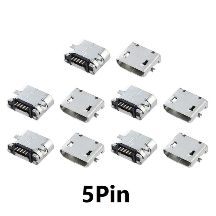 10Pcs- 5Pin MICRO USB SMD TYPE-B Micro USB Female Socket