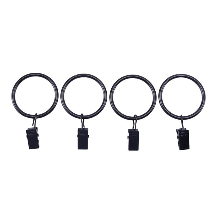 72 Pack Rings Curtain Clips Strong Metal Decorative Drapery Window Curtain Ring with Clip Interior Diameter Black