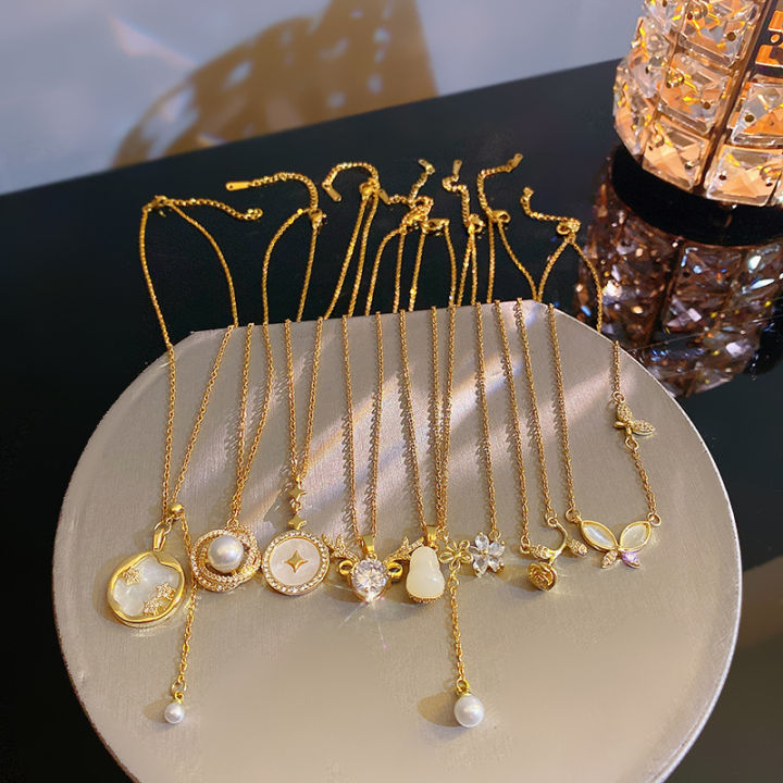 Light Luxury Zircon Titanium Steel Necklace No fade 18K Gold Plated Stainless Steel Chain Necklace Collar De Acero Inoxidable