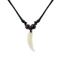 1pcs Real Wolf Teeth Yak Bone Wood beads Tooth Amulet Charm Pendant Necklace Wax Cord 17-33''. 