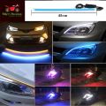 Universal 2 Pcs 1set Dual Color 45cm DRL LED Headlight Surface Strip Flexible Guide Strips DC 12V Waterproof Auto Daylight Decorative Bulb Strip, Tube Light Daytime Running Waterproof Switchback Sequential Lamp Turn Signal Light. 