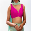 Dupion Silk Sleeveless Stitched Saree Blouse – Ethnic Indian Choli.