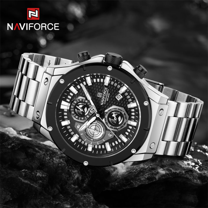 NAVIFORCE%20Brand%20Men's%20Luxury%20Watches%20Stainless%20Steel%20Strap%20Fashion%20Casual%20Chronograph%20Waterproof%20Quartz%20Wristwatch%20Reloj%20Hombre%20-%20Image%206