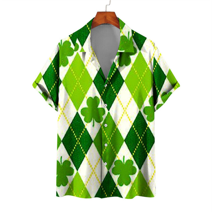 Hawaii%20Men's%20Beach%20Shirts%20Men%20Women%20Couple's%20Shirt%20Four-leaf%20Clover%203d%20Printed%20Lapel%20Short%20Sleeve%20Shirt%20Floral%20Shirts%20Tops%20-%20Image%203