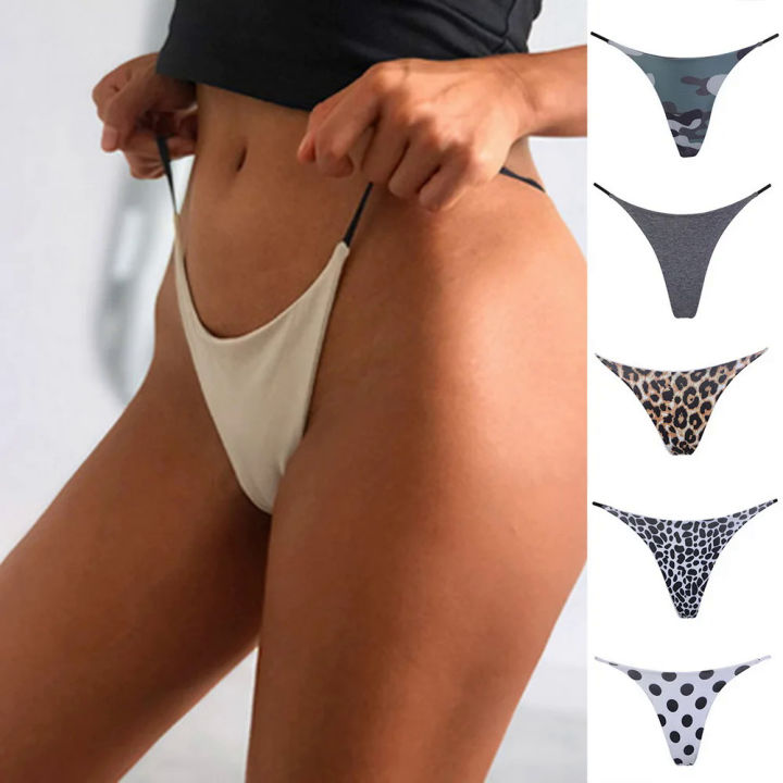 【AmbitionmA】 Cotton Thongs Women Sexy Ribbon Low Waist Tempting 2023 Fashion Design T-String Comfortable Intimates Lingerie
