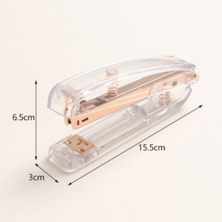 RHS%20Online%20Portable%20Fashion%20Acrylic%20Transparent%20Rose%20Gold%20Stapler%20School%20Stationery%20Hand-held%20Staplers%20Office%20Binding%20Stapling%20Machine%20Paper%20Stapler%20-%20Image%205