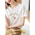 MOHO&MO 2023Summer New Simple PearlTT-shirt Casual Versatile Texture Printed Thin BreathableTWomen's T-shirt. 
