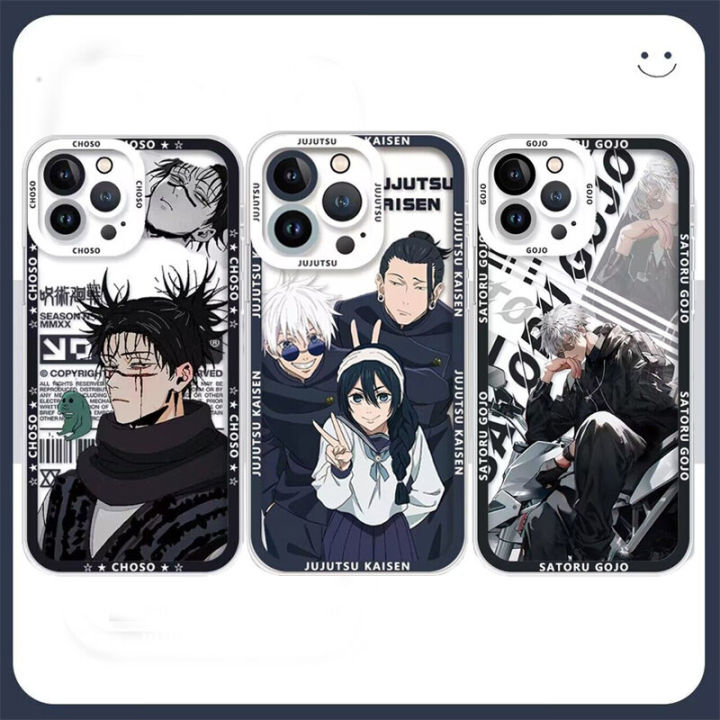 Phone Case For Compatible For iPhone 11 12 13 14 15 Pro Max Plus 12 13 Mini XR X XS Max 8 7 6 6S PLUS 5 5S Back Cover Cartoon Japan Anime Jujutsu Kaisen Gojo Satoru Geto Suguru Okkotsu Yuta Transparent New Design TPU Clear Fashion Back Cover Casing