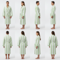 Luxury Striped Bathrobe  100% Cotton Velvet Outside & Terry Inside  Soft, Absorbent & Premium Home & SPA Wear. 