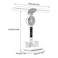 3 in 1 Folding Table Lamp with Fan Clock Calendar Rechargeable Reading Lamp Touch Dimming Night Light Eye Protection Desk Light. 