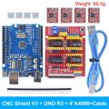 Tzt Cnc Shield V3 Engraving Machine 3d Printe 4pcs Drv8825 Or A4988 Driver Expansion Board For Arduino Uno R3 With Usb Cable. 