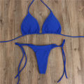 Yfashion Women Split suit V-neck Adjustable Lace Up Bikini Solid Color riangle Bikini color.