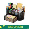 Black Metal Mesh Desk Organizer Pen Stand with Drawe.