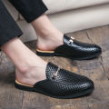 Luxury Brand Gold Men Slipper Mules Buckle Loafers Mens Leather Designer Shoes Flat Heel Party Slippers Slip On Chaussure Homme. 