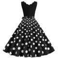 Women Retro Summer Dresses 50s 60s Rockabilly Sleeveless V-neck Polka Dot Bow Pinup Ball Grown Party Sundress Robe Vestidos.