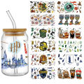 Cartoon Magic 16OZ UV DTF Cup Wraps Transfer Sticker For Glass Libbey Can Bottle Selfadhesive Washable DIY Custom. 