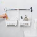 Hanging Basket Bin Multifunctional Wall Mounted Space Saving Double Hook Storage Organizer Rack for Wash kitchen Toiletries Bathroom.