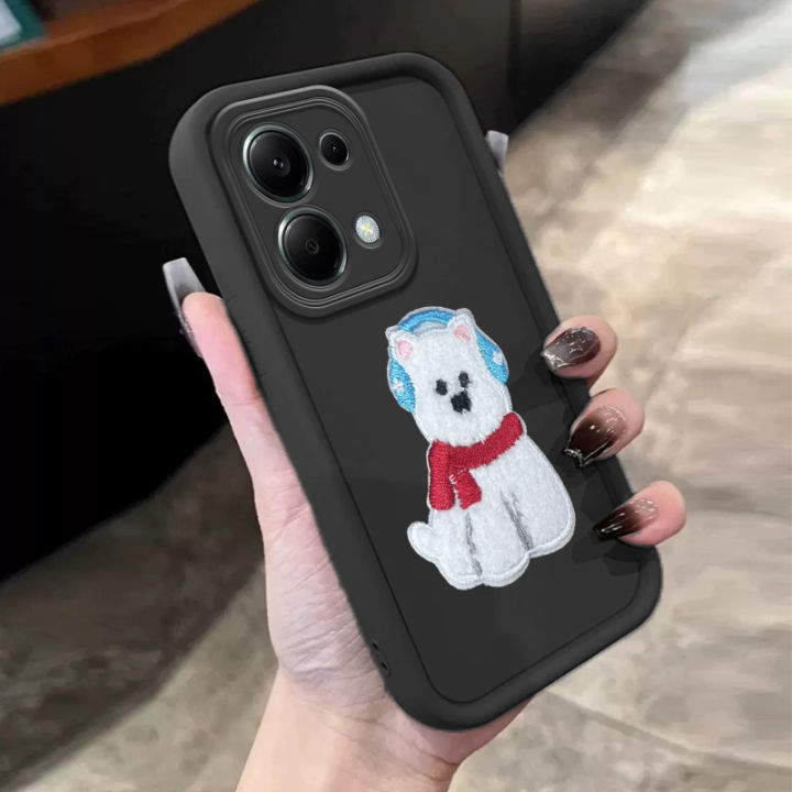 Tokifu For Redmi Note 13 Pro 4G With DIY Cute Puppy Sticker - Step Lens Full Pack Thickened Anti-Drop Silicone Phone Case