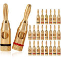 BRADOO-Banana Plugs Open Screw 24K Gold Plated Plugs Audio Jack Connector for Speaker Stereo Cable, 24-Pack (12 Red, 12 Black).