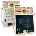 Educational Learning Board Multipurpose Double-Sided Magnetic Wooden Writing, Mathematical Calculations & English Alphabets, White and Black Board, Wooden Magnetic Drawing magnetic Board.