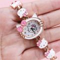 New hello kitty Children's Watch Student Children Women's KT Hello Kitty Cartoon Bracelet Watch High Quality.