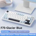 AULA F75 2.4G bezprzewodowa mechaniczna klawiatura do gier Bluetooth RGB dostosowana 75% profil OEM struktura uszczelki klawiatura do gier komputerowych. 