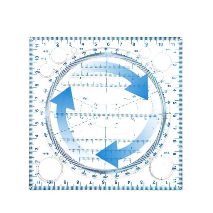 【Fast and Free Delivery】 Multifunction Plastic Rotatable Ruler Stereo ...