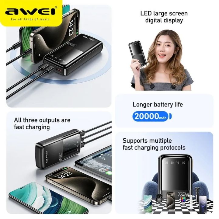 Awei%20P13K%2020000mAh%20Super%20Fast%20Charge%2022.5W%20PD+QC%20Digital%20Display%20Slim%20Powerbank%20-%20Image%202