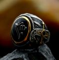 2023 New Unique Design 316L Stainless Steel Turkey Ring Turkish Signet Ring Zircon Stone Ethnic Style Jewelry.
