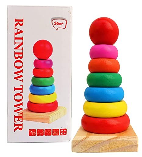 Mini Rainbow Stacking Rings – Educational Shape & Color Sorting Toy for ...