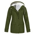 Women's Autumn Winter Plus Velvet Outdoor Jacket Windproof Waterproof Mountaineering Hooded Coat. 