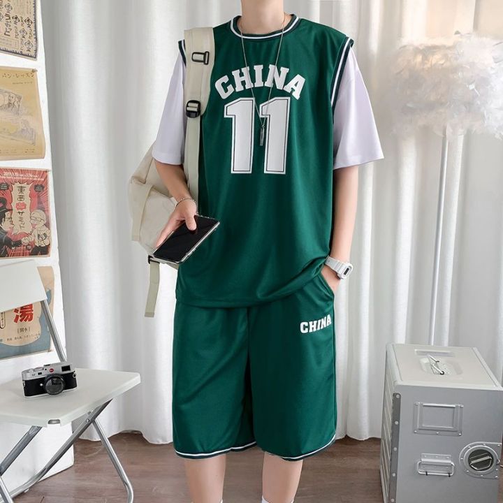 Sleeved%20Basketball%20Jersey%20Ice%20Silk%20Sports%20Suit%20Breathable%20Quick-Drying%20Loose%20Large%20Size%20Unisex%20Style%20Team%20Uniform%20National%20Fashion%20Shorts%20-%20Image%202