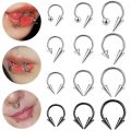 ZS 16G Cone Septum Ring Stainless Steel Horseshoe Nose Piercing Spike Lip Rings Black Color Tragus Helix Earring Body Jewelry. 