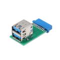 HXSJ Dual USB 3.0 Type-A Female to Motherboard Adapter Card 20Pin/19Pin Header.