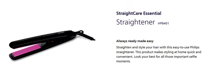 Philips%20HP8401/00%20StraightCare%20Essential%20Hair%20Straightener%20-%20Image%204