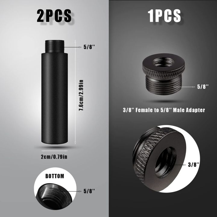2Pcs%20Mic%20Stand%20Extension%20Tubes%20with%201Pc%20Metal%20Adapter%20for%20Desk%20Stands%20-%20Image%203