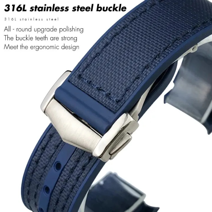 Rubber%20Leather%20Compound%20Watchband%20Fit%20for%20Omega%20Planet%20Ocean%20Seamaster%20300%2019mm%2020mm%2021mm%2022mm%20Silicone%20Nylon%20Sports%20Watch%20Strap%20-%20Image%203