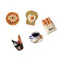 Food-themed Fridge Sticker Three-dimensional Resin Magnet Resin Fridge Magnet Egg Bread Coffee Fridge Magnet Breakfast Decoration Sticker.