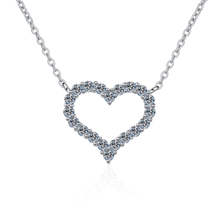 KNOBSPIN%20D%20VVS1%20Sparking%20Moissanite%20Necklace%20Heart%20Pendant%20for%20Women%20s925%20Sterling%20Sliver%20Plated%2018k%20Party%20Birthday%20Gift%20Jewelry%20-%20Image%205