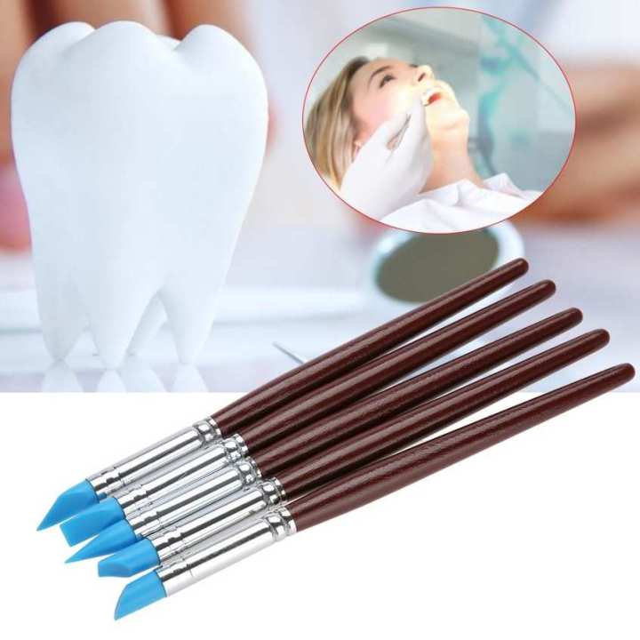 【DIV MALL】（NEW）Dental Silicone Brush 5Pcs Adhesive Composite Resin Cement Porcelain Teeth Pen#
