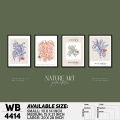 Flower & Leaf Typography Art (Set of 4) Canvas Art Home Decoration Wall Canvas Painting Art For Wall - WB4414 - Alpha Decor.