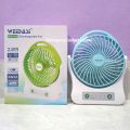 WEIDASI WD-202 Rechargeable 2400mAh Lithium Battery Up-Down Adjustable Desk Fan With LED Light. 