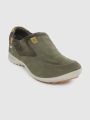 Woodland Solid Slip-on Sneakers for Men - 3244119 Olive Green. 