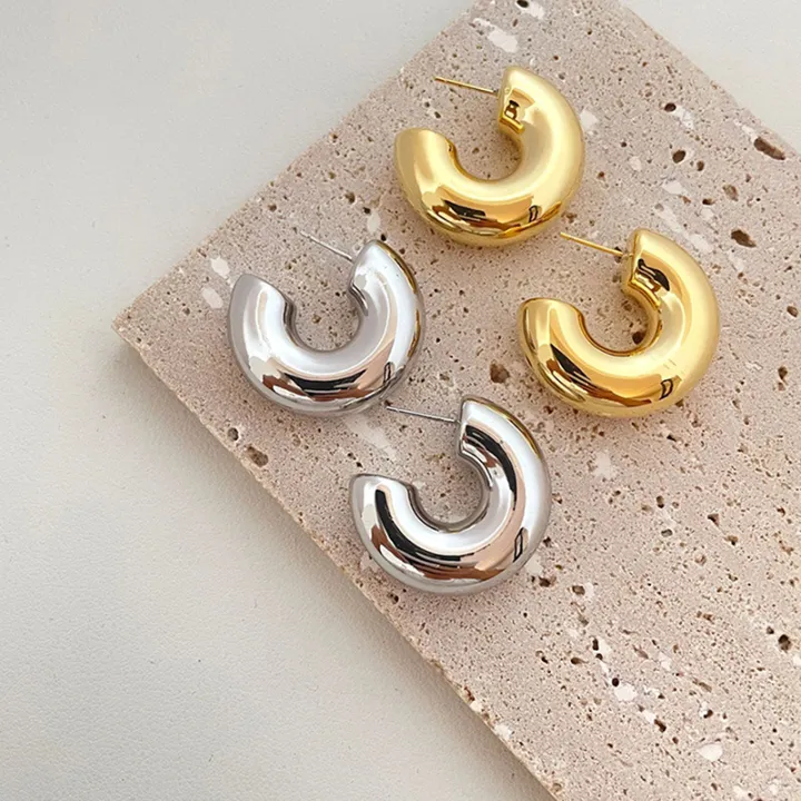 %E3%80%90In-Demand%20Item%E3%80%91%20New%20Retro%20Alloy%20Chunky%20C%20Shape%20Hoop%20Earrings%20Glossy%20Round%20Ear%20Jewelry%20GJCUTE%20-%20Image%205