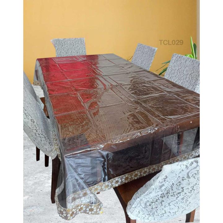 White Colour Plastic Table Cloth With Lace - Elegant And Easy-To-Clean Table Cover For Stylish Dining
