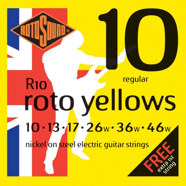 Rotosound R10 Roto Yellows Regular Electric Guitar Strings (10-46 ...