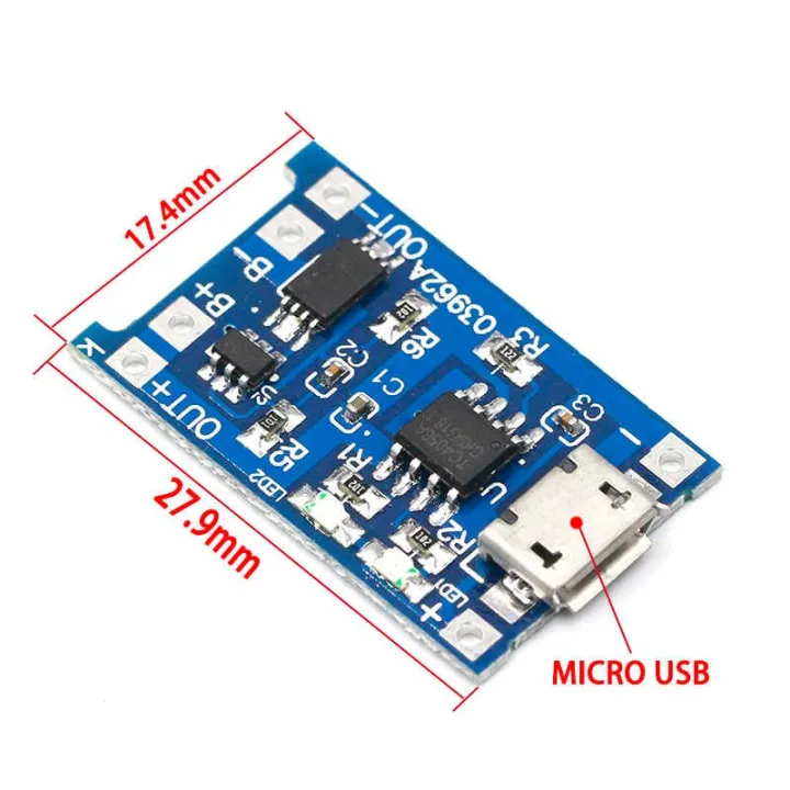 Micro%20USB%205V%201A%20TP4056%20Lithium%20Battery%20Charger%20Module%20Charging%20Board%20With%20Protection%20Dual%20Functions%201A%20Li-ion%20for%20Arduino%20-%20Image%202