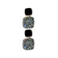 Luxury Female Crystal Zircon Stone Earrings Purple-Pink-Black-White Fashion Silver Color Jewelry Vintage Double Stud Earrings For Women. 