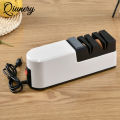 Qiunery Electric Knife Sharpener, Double-sided Sharpener With Anti Slip Base, Protective Cover, Powerful Motor Professional Electric Knife Sharpener Gift For Friend. 